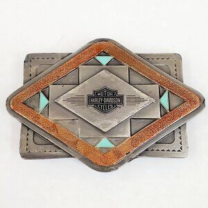 HARLEY DAVIDSON Mens Vintage Southwestern Diamond Sun Belt Buckle Motorcycle B30